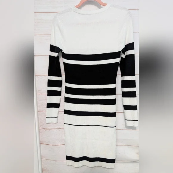 Nwt Emery Rose Black and White Striped Knit Dress Size Large - Picture 3 of 8